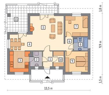 RZUT PARTERU POW. 87,4 m²